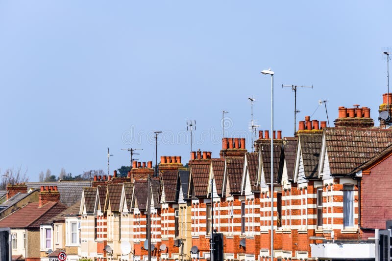 Row of Houses in Northampton Uk. Typical English Houses Stock Image