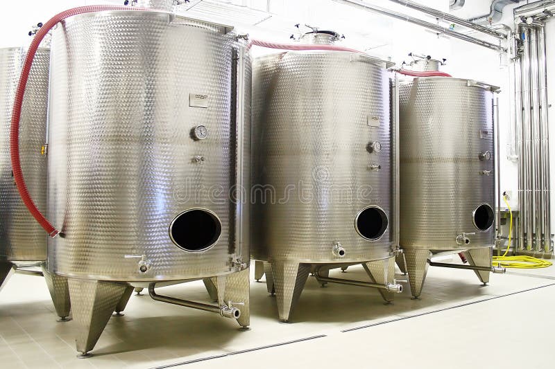 Row with Industrial Cistern Stock Image Image of factory, container