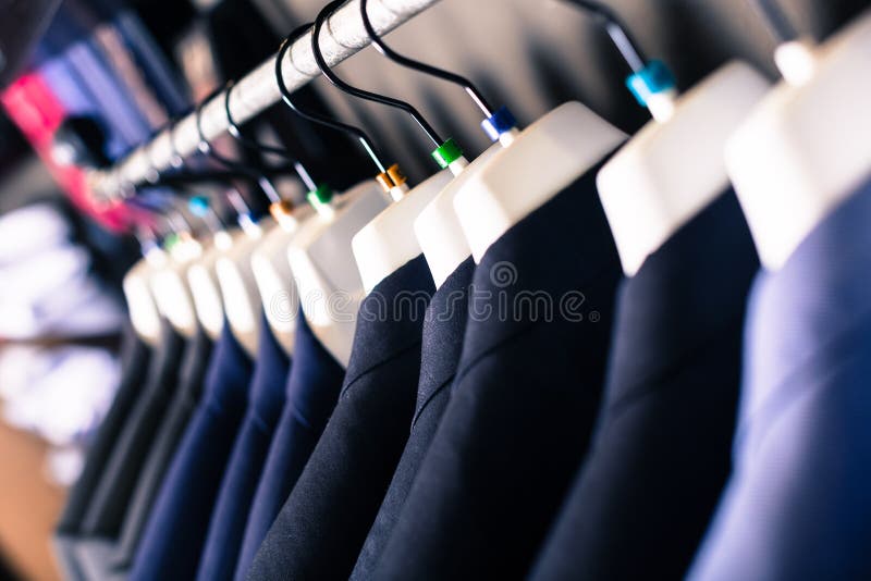 Row of Jackets on Hangers in Men Clothing Store Stock Photo Image of