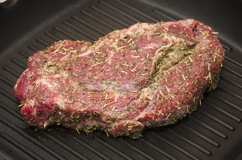 Row Beef Steak Grill Pan Stove Stock Photos Free & RoyaltyFree Stock
