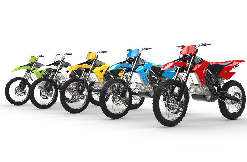 Row of motocross bikes