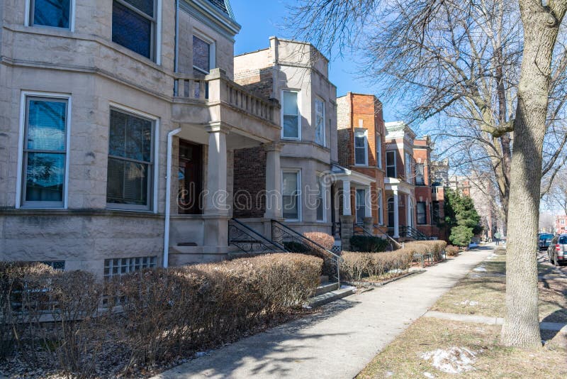 Row of Homes in Logan Square Chicago Stock Photo Image of