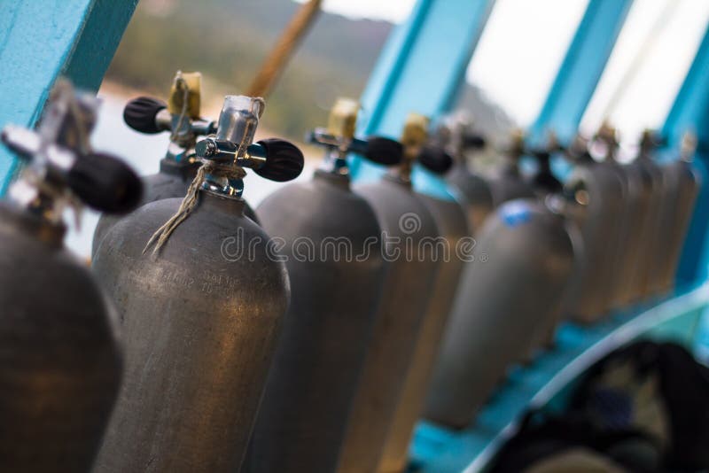 Oxigen tanks for scuba diving.