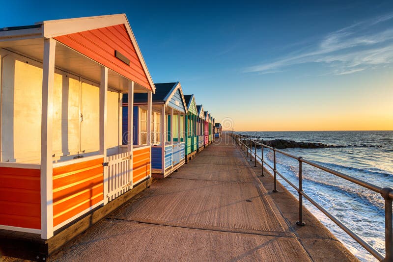 A Row of Pretty Beach Huts at Southwold Stock Image Image of rural