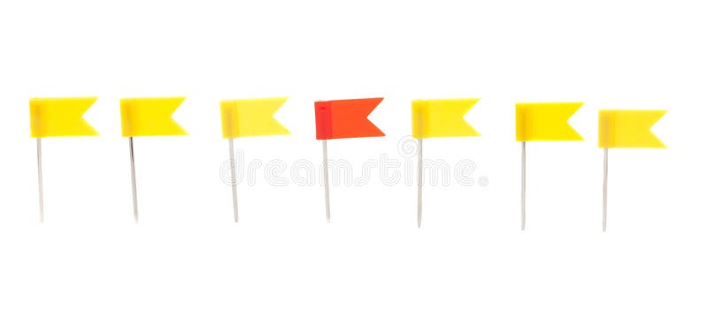 Row of push pins flags