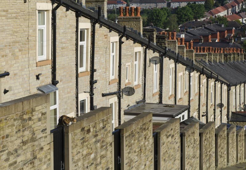 Row Stone and Slate Terraced Houses Lancashire royalty free stock image Row Stone and Slate Terraced Houses Lancashire royalty free stock image