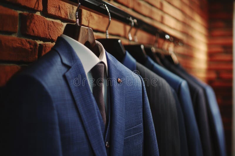 A Row of Suits Hanging on