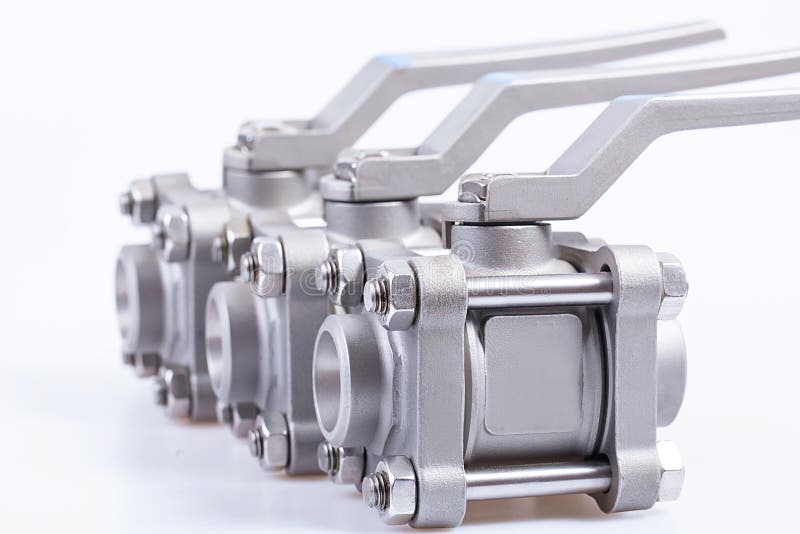 Row from three ball valve stock photos