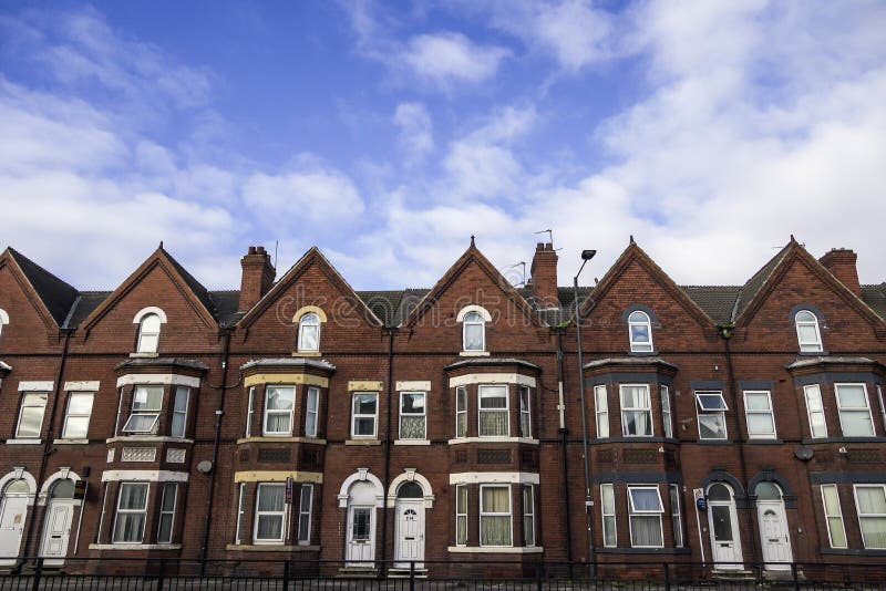 A row of traditional terraced houses in the UK