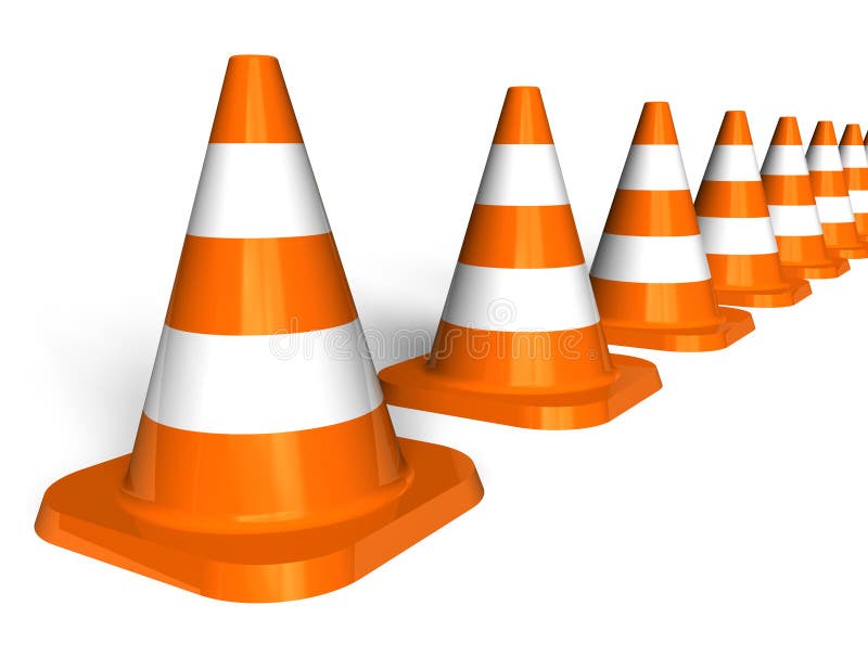 Row of traffic cones stock illustration
