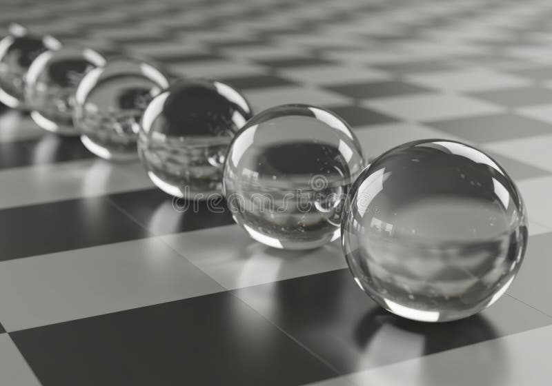Row of Transparent Spheres on Checkerboard Pattern Stock Illustration ...
