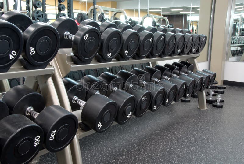 Row of weights stock image