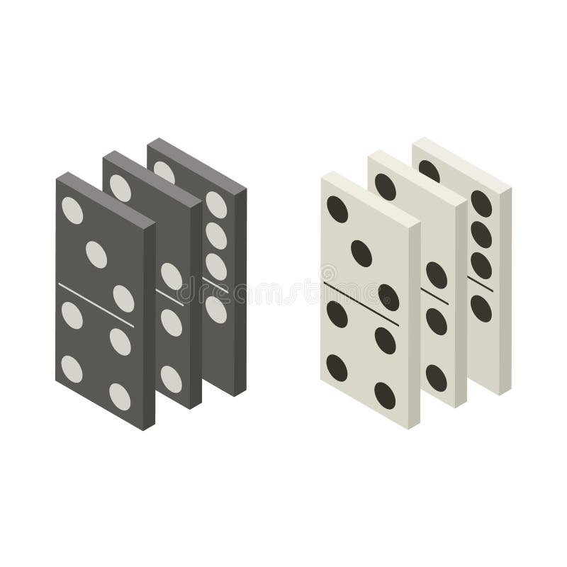 Row of white and black dominoes isolated on white background. Concept of Domino effect.