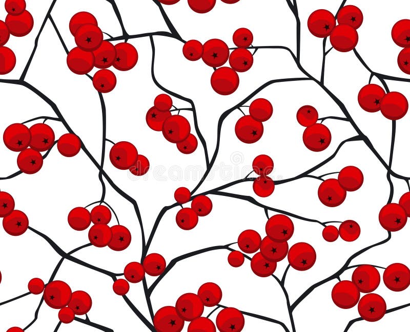 Rowan Berry Branches Seamless Pattern illustration stock Rowan Berry Branches Seamless Pattern illustration stock