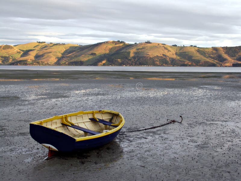 Rowboat at low tide stock image. Image of dunedin, dusk 3316603