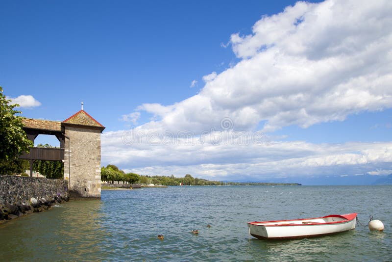 Rowboat in the Rolle Castle jetty