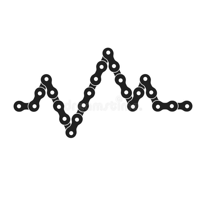 Bike or Bicycle Chain Cardiogram, Heartbeat Graph. Cycling is Health Concept. Black Monochrome Vector Illustration. Bike or Bicycle Chain Cardiogram, Heartbeat Graph. Cycling is Health Concept. Black Monochrome Vector Illustration.