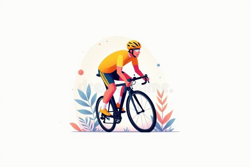 Rowerzysta jadący rowerem drogowym w naturze ilustracji