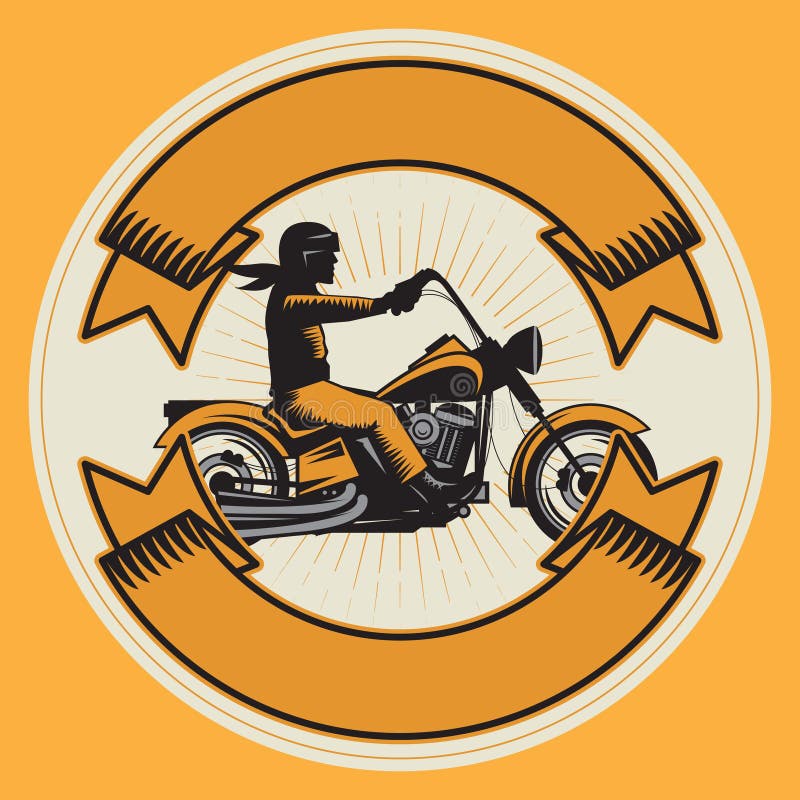 Rowerzysta jedzie motocykl Rowerzyści wydarzenie lub festiwalu emblemat ilustracja wektor Rowerzysta jedzie motocykl Rowerzyści wydarzenie lub festiwalu emblemat ilustracja wektor