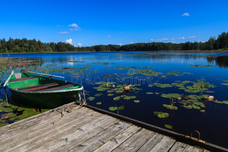 Rowing boat on a lake royalty free stock photos