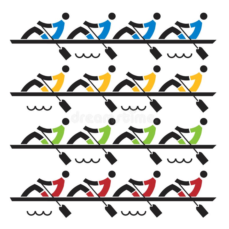 Rowing Boat Icon Set Isolated Whit Names Stock Vector Illustration of