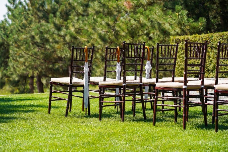 Rows of Chairs for Guests at an Openair Wedding Ceremony Stock Photo Image of openair, guests