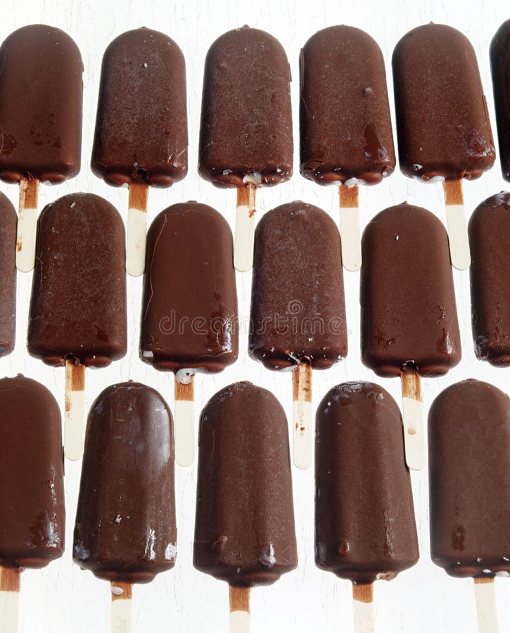 Rows of Chocolate Covered Icream Lollies Stock Image Image of lolly