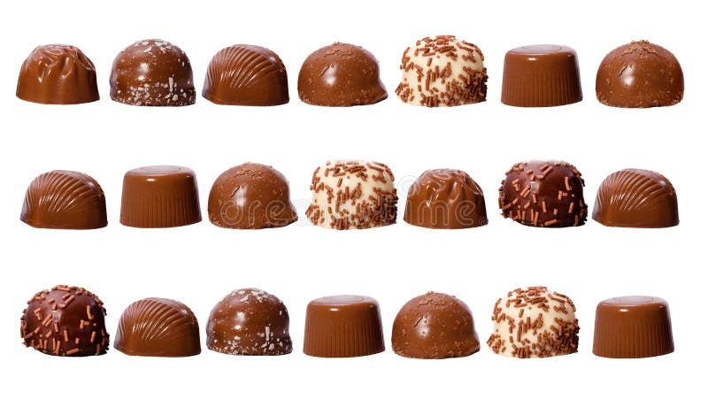 Rows of chocolate pralines