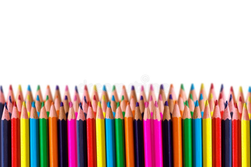 Rows of colored pencil