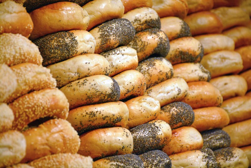 Rows of fresh bagels stock image. Image of food, bagel 111350125