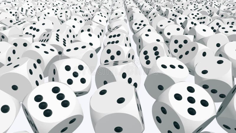 Rows of rotating dices in white color vector illustration