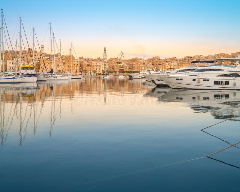 Rows of Sailing Boats on Senglea Marina, Malta Stock Image - Image of ...