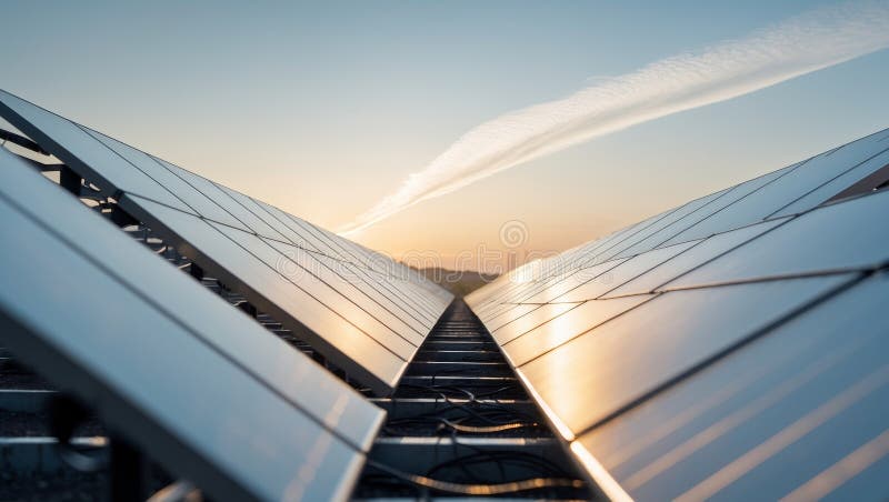 Rows of Solar Panels in a Power Plant Capturing Sunlight for Clean Energy Production. Capturing sunlight stock images, royalty-free photos and pictures