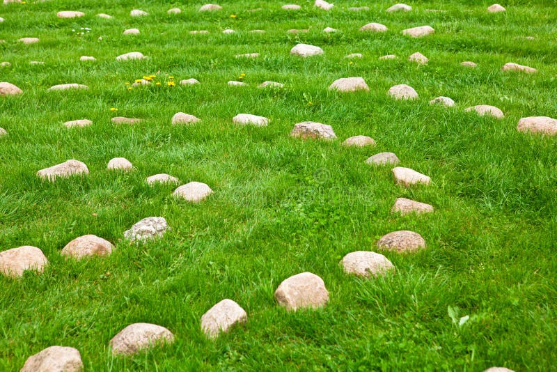 Rows of stones in concentric circles royalty free stock images