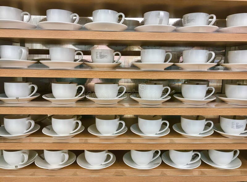 Rows of white tea cups editorial photography. Image of fresh 141569517