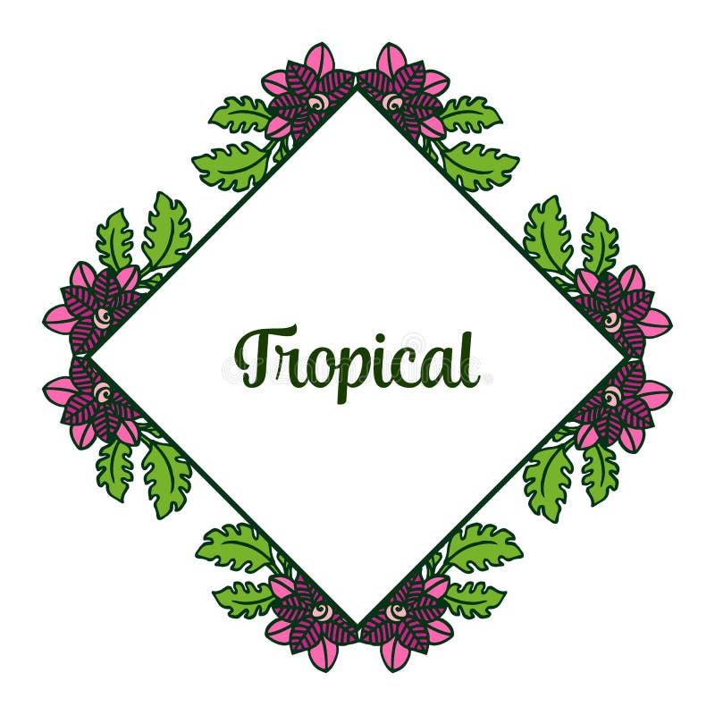 Roxo floral do quadro e folha de natural verde, decorativos do cartão tropical Vetor ilustração royalty free Roxo floral do quadro e folha de natural verde, decorativos do cartão tropical Vetor ilustração royalty free