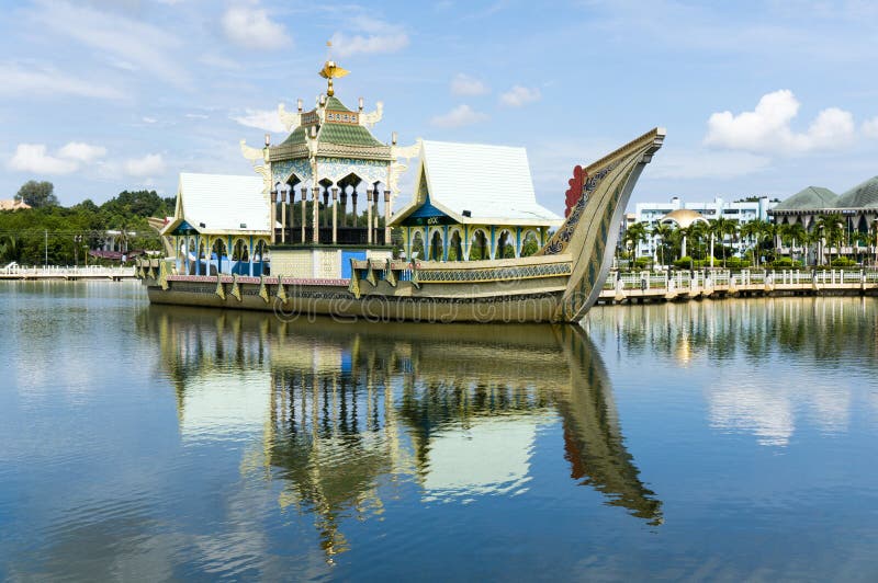 Royal barge at Masjid Sultan Omar Ali Saifuddin Mosque in Bandar Seri Begawan, Brunei Darussalam.