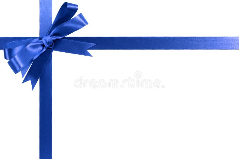 Royal blue gift ribbon bow horizontal corner border isolated on white. Royal blue gift ribbon bow horizontal corner border, isolated on white royalty free stock images Royal blue gift ribbon bow horizontal corner border isolated on white. Royal blue gift ribbon bow horizontal corner border, isolated on white royalty free stock images