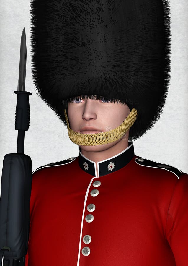 Royal British Guardsman Near Guard Box Stock Illustration
