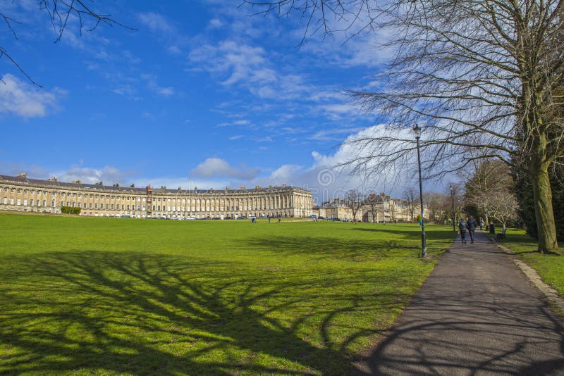 Royal Crescent and Royal Victoria Park in Bath Editorial Photography
