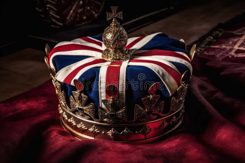 Royal Crown on the Background of the Flag of the United Kingdom of ...