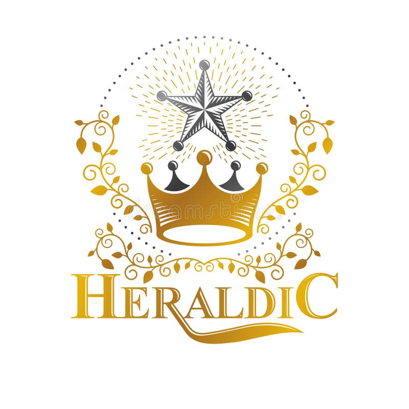 Download Royal Crown, Pentagonal Star Emblem. Heraldic Vector ...