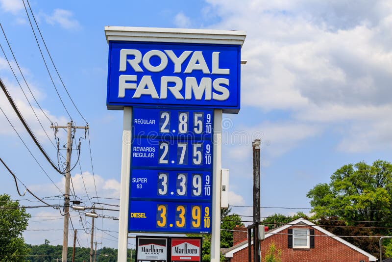 Royal Farms Gas Price Sign editorial photography. Image of maryland