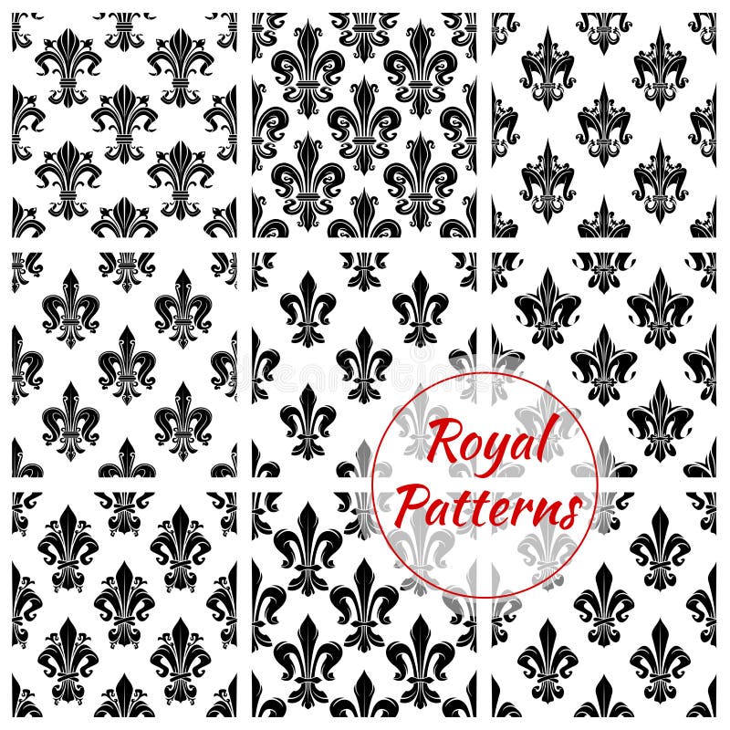 Royal floral vector seamless patterns set