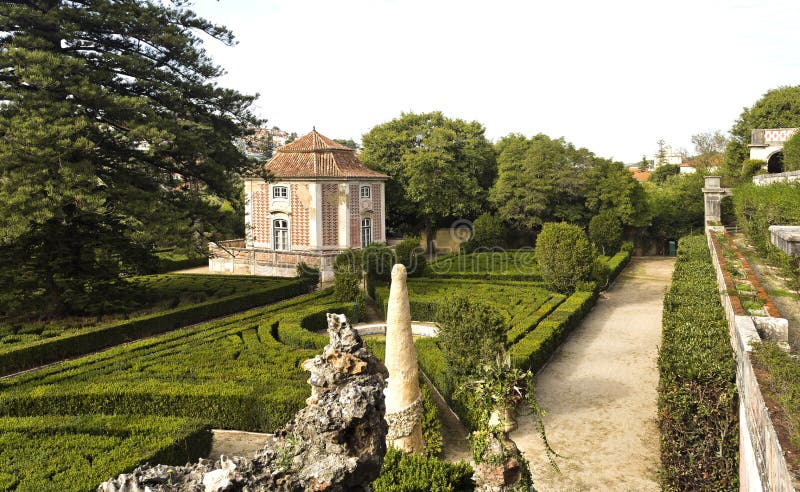 View of the french inspired Royal Gardens of Caxias, Portugal. View of the french inspired Royal Gardens of Caxias, Portugal