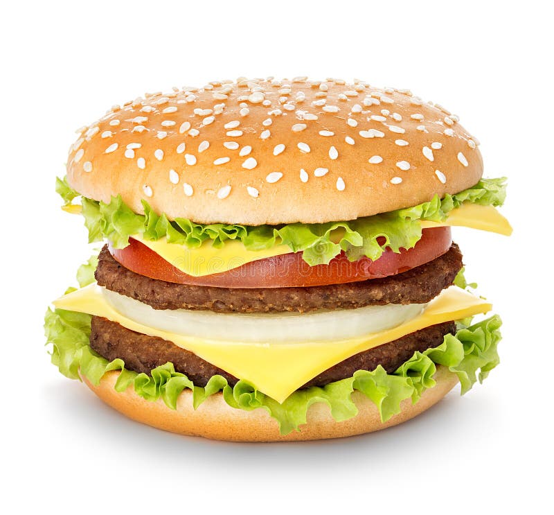 Royal hamburger close-up isolated on a white