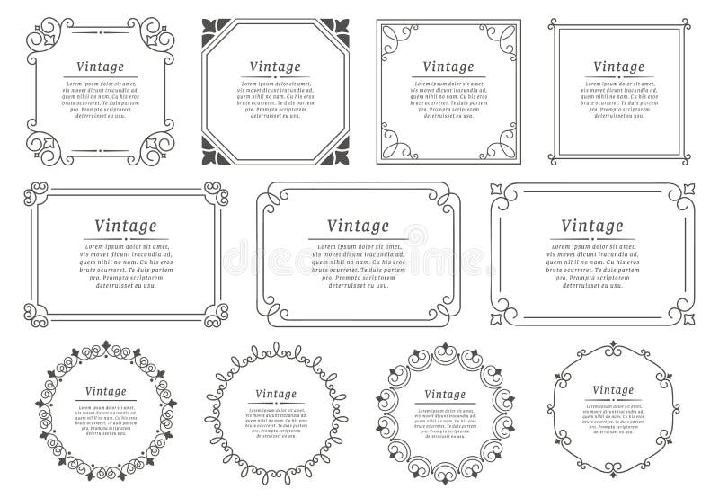 Royal hand drawn text frame. Retro elegant graphic frame, vintage ornamental border and decorative book emblem vector