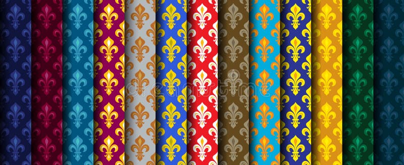 Royal Heraldic Lilies (Fleur de lis) — Papier peint coloré, tissu, motifs transparents illustration de vecteur Royal Heraldic Lilies (Fleur de lis) — Papier peint coloré, tissu, motifs transparents illustration de vecteur