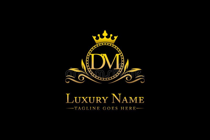 Royal Luxury Letter DM or MD King with Gold Crest Crown Logo Collection ...