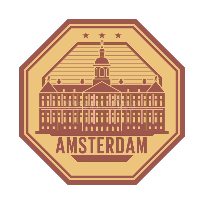 Royal Palace, Amsterdam, holandie znaczek ilustracja wektor Royal Palace, Amsterdam, holandie znaczek ilustracja wektor